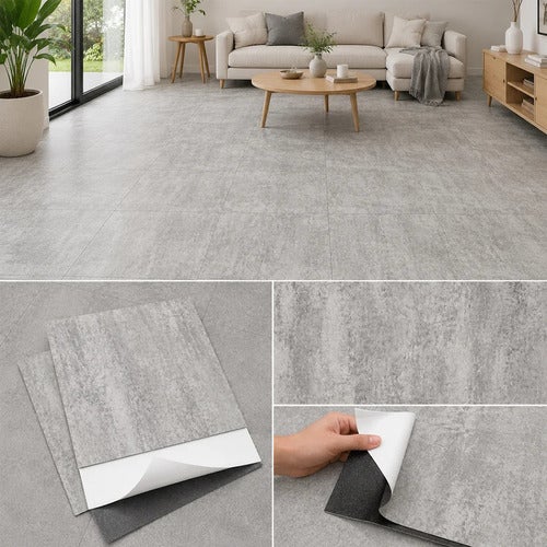 Arquiservi® - Piso Vinílico Autoadesivo em PVC Cinza Pedra 20 m² - Para residências e empresas | Impermeável | Fácil Instalação | 2 mm - 4
