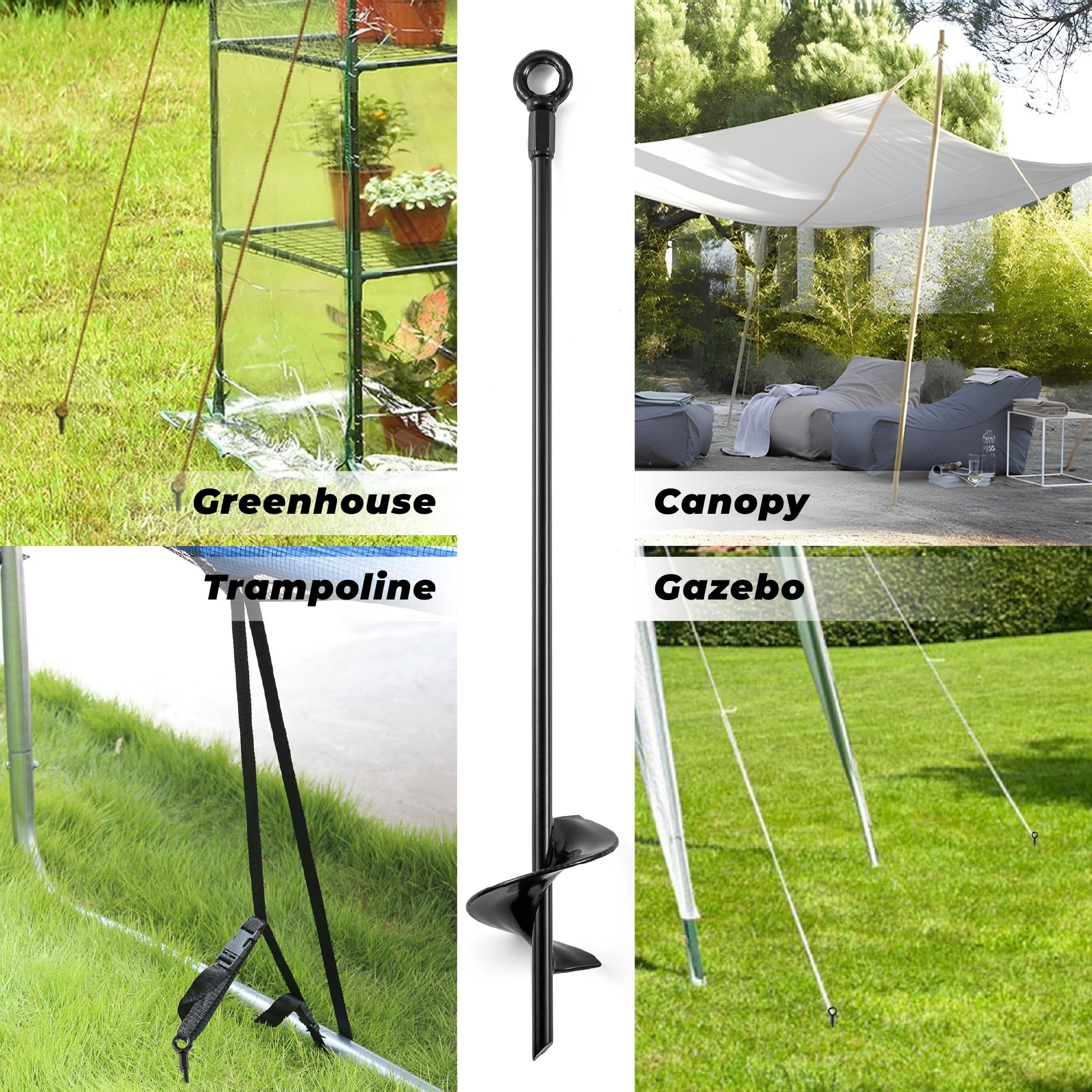 Ancrages de sol robustes pour vents violents, piquets de sol, ancrages de sol – Kit d'ancrage à vis pour maison mobile, balançoire, tente,4pcs - 6