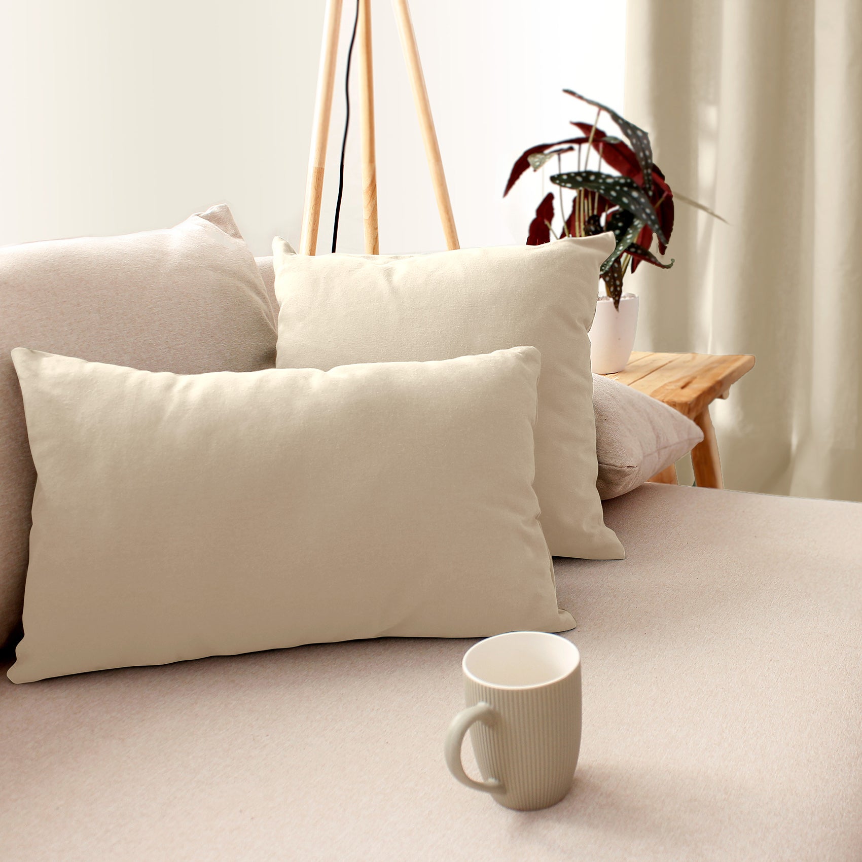 Coussin uni effet Bachette déhoussable - 40 x 40 cm - Ecru - 2