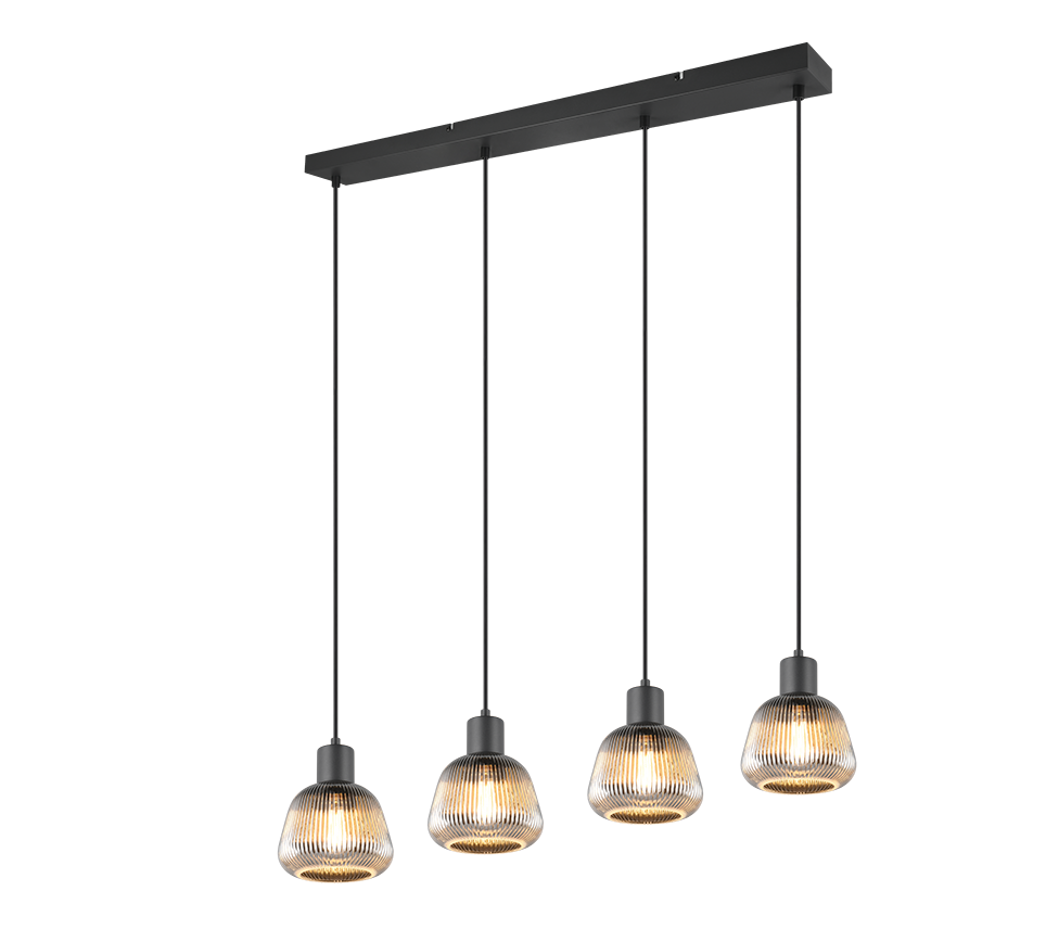 Lampa wisząca Tarifa czarna 4xE27x25W retro wym: 150 x 90 x 15 cm szkło Trio