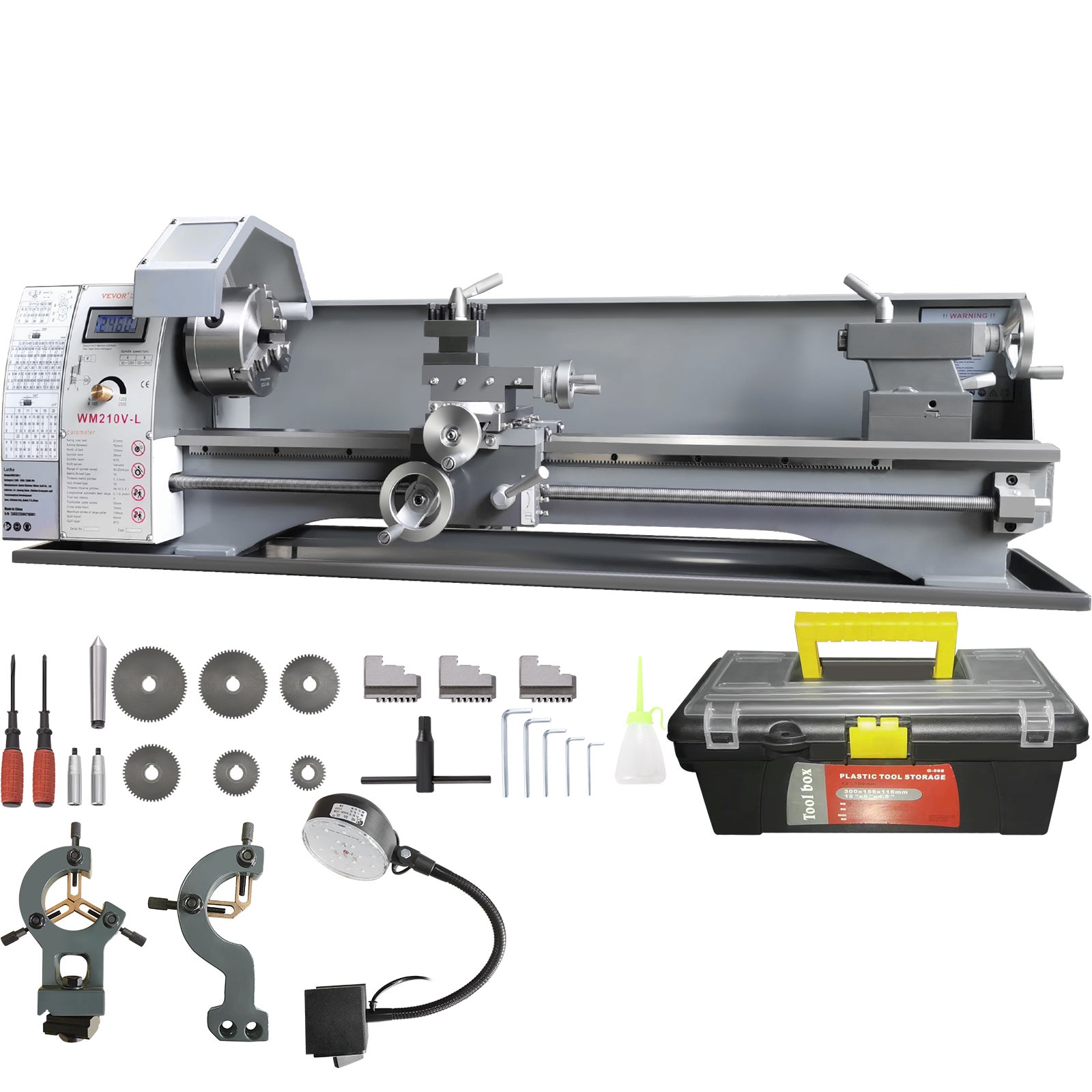 Tour à Métaux VEVOR 750W - 220x750mm - Vitesse Variable 50-2250 Tr/min - Pour Tournage, Perçage, Filetage