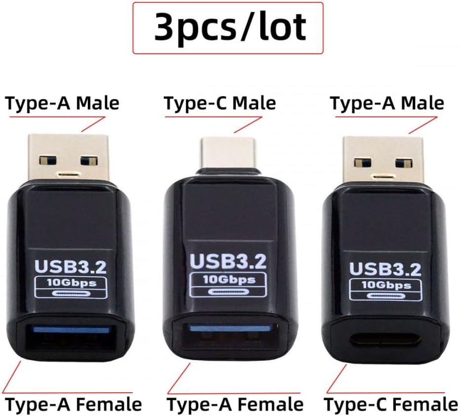 Adaptateur 3 pièces/lot Type-C Smart LED Display USB-C vers USB3.2 Type-A Adaptateur 10 Gbit/s Données Courant Tension Charge Rapide Surveillance Affi - 2
