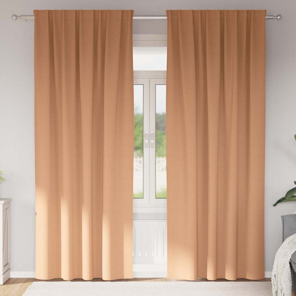 Firany blackout z kółkami 2 pcs Jasny Brąz 260 x 140 cm vidaXL