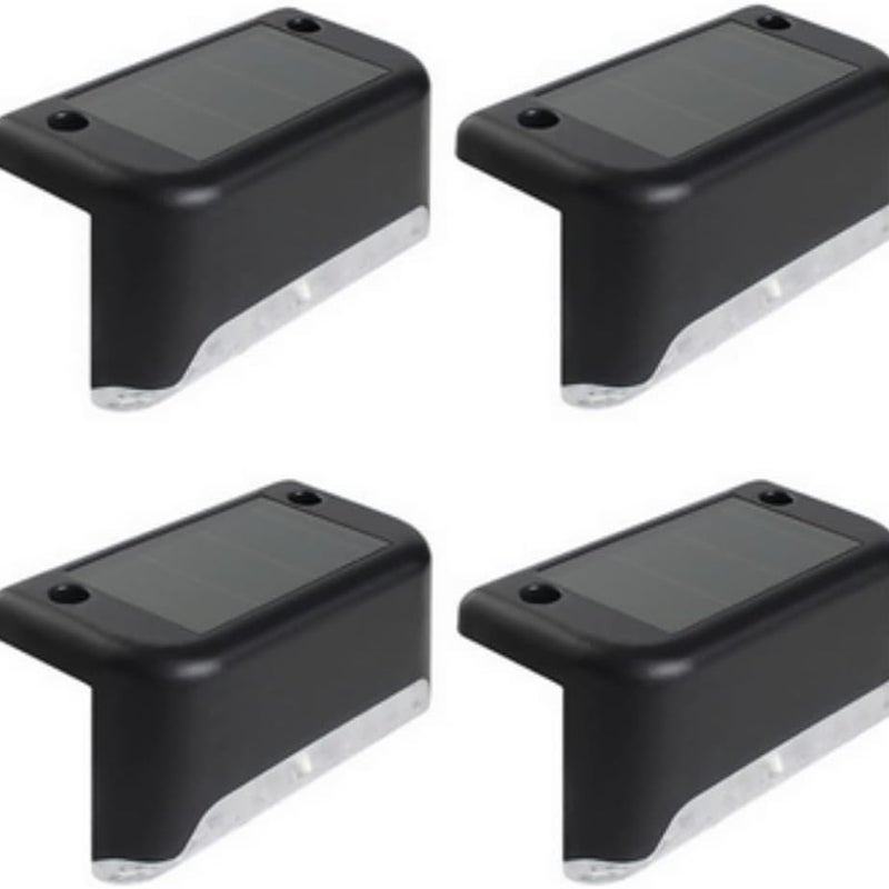 Lampy solarne LED na taras, oświetlenie zewnętrzne do ścieżek i schodów ogrodowych (opakowanie 4 szt., czarne)