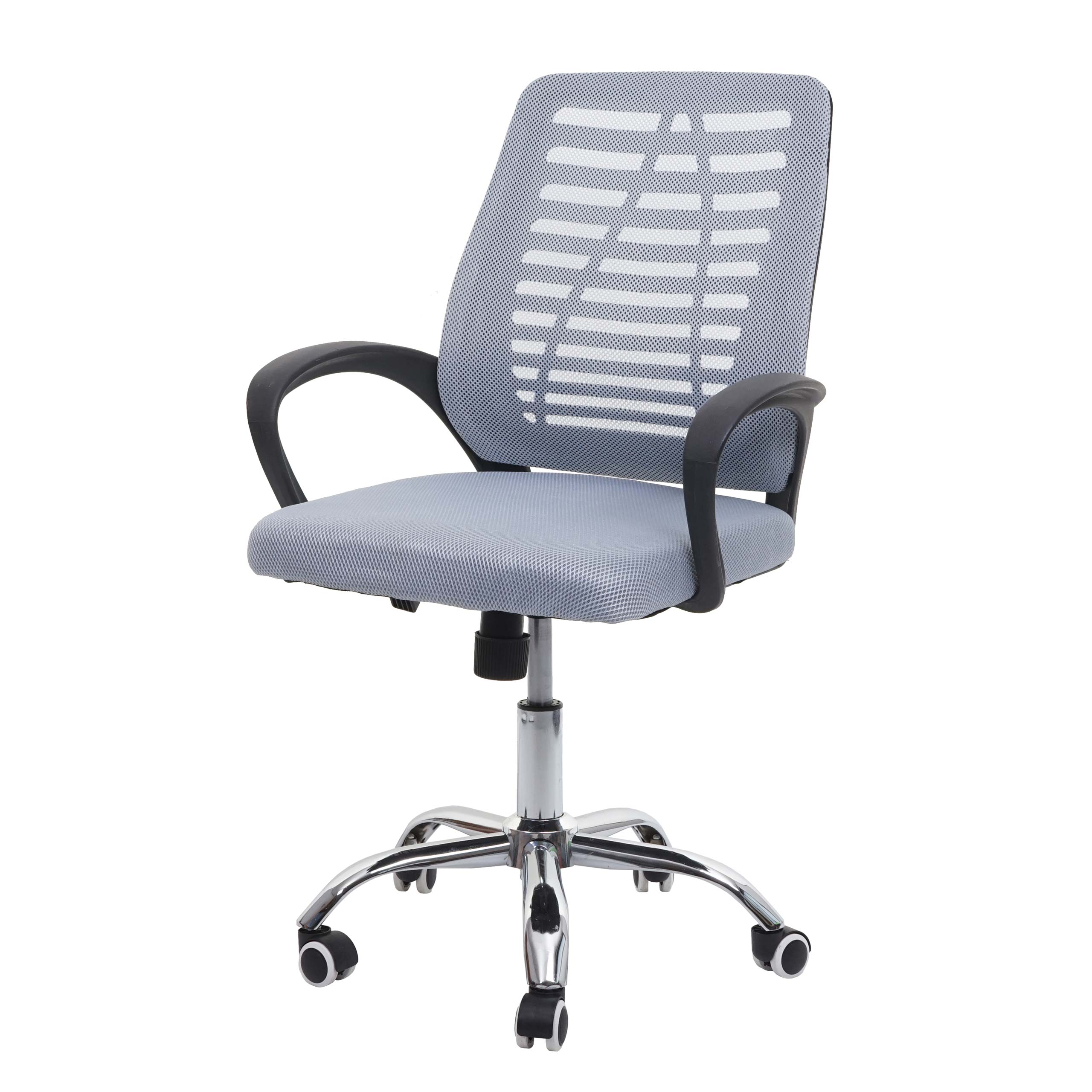 Krzesło biurowe HWC-L44, krzesło komputerowe do biurka, ergonomiczne oparcie, siatkowe pokrycie tkanina/tekstylia ~ szary