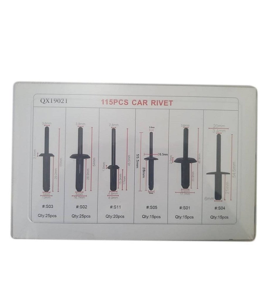 Trade Shop - Kit 115 Pz Plastica Trim Clip Rivetti Clip Fermi Di Spinta Auto Paraurti Porta - - 2