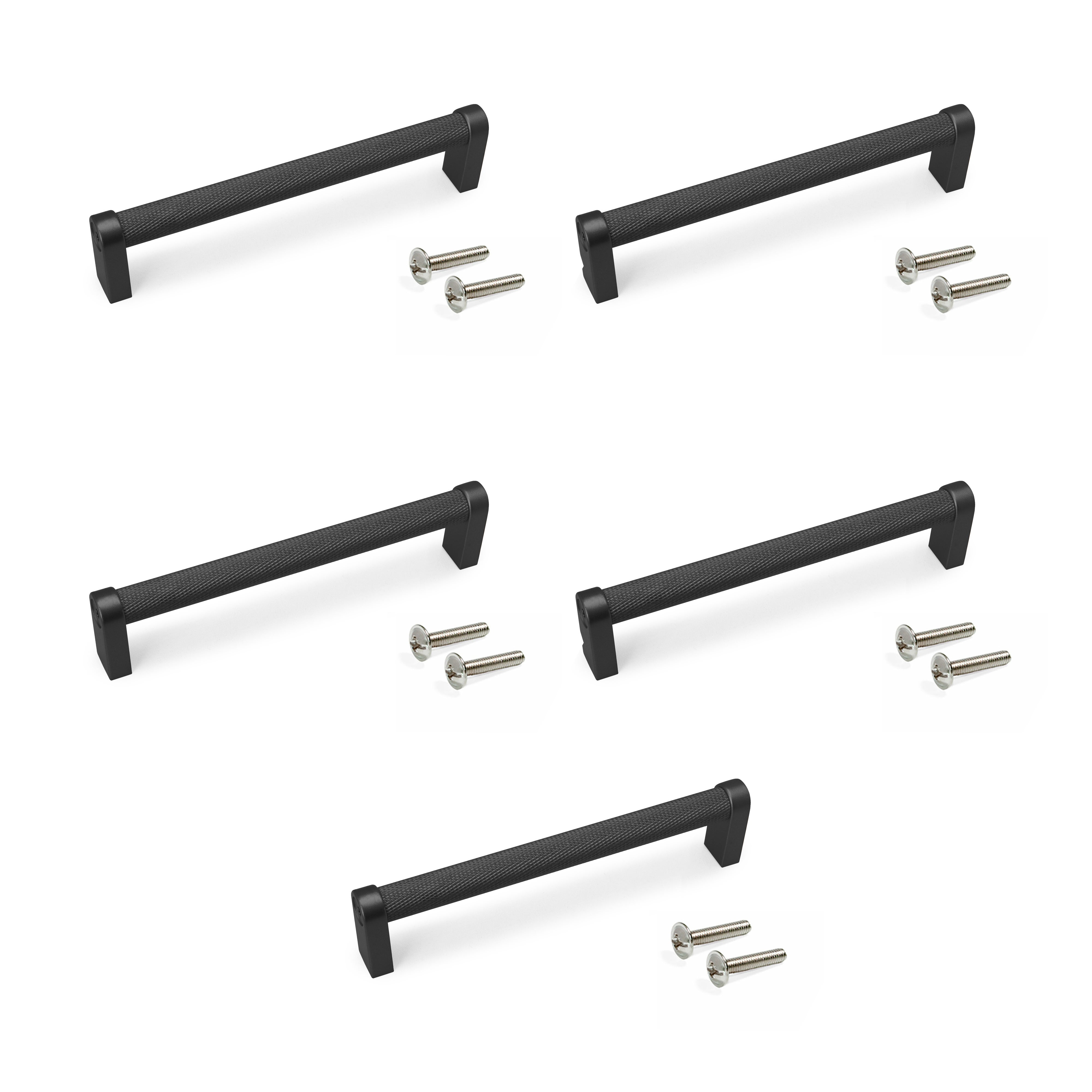Emuca Pakiet 5 uchwytów meblowych Bergen, L141mm, Rozstaw 128mm, Aluminium, Malowane na czarno