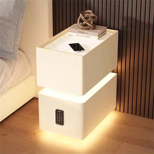Yusong Comodino LED Con Ricarica USB E 2 Cassetti – Bianco Moderno 40x35x60 Cm, Per Camera Da Letto - 4