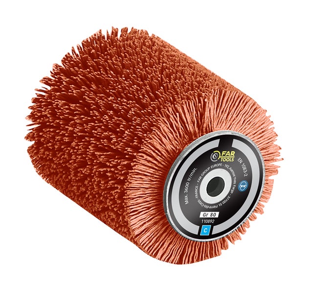 Brosse nylon abrasifs Ø80mm - L 100mm pour décrasser/dégriser/nettoyer