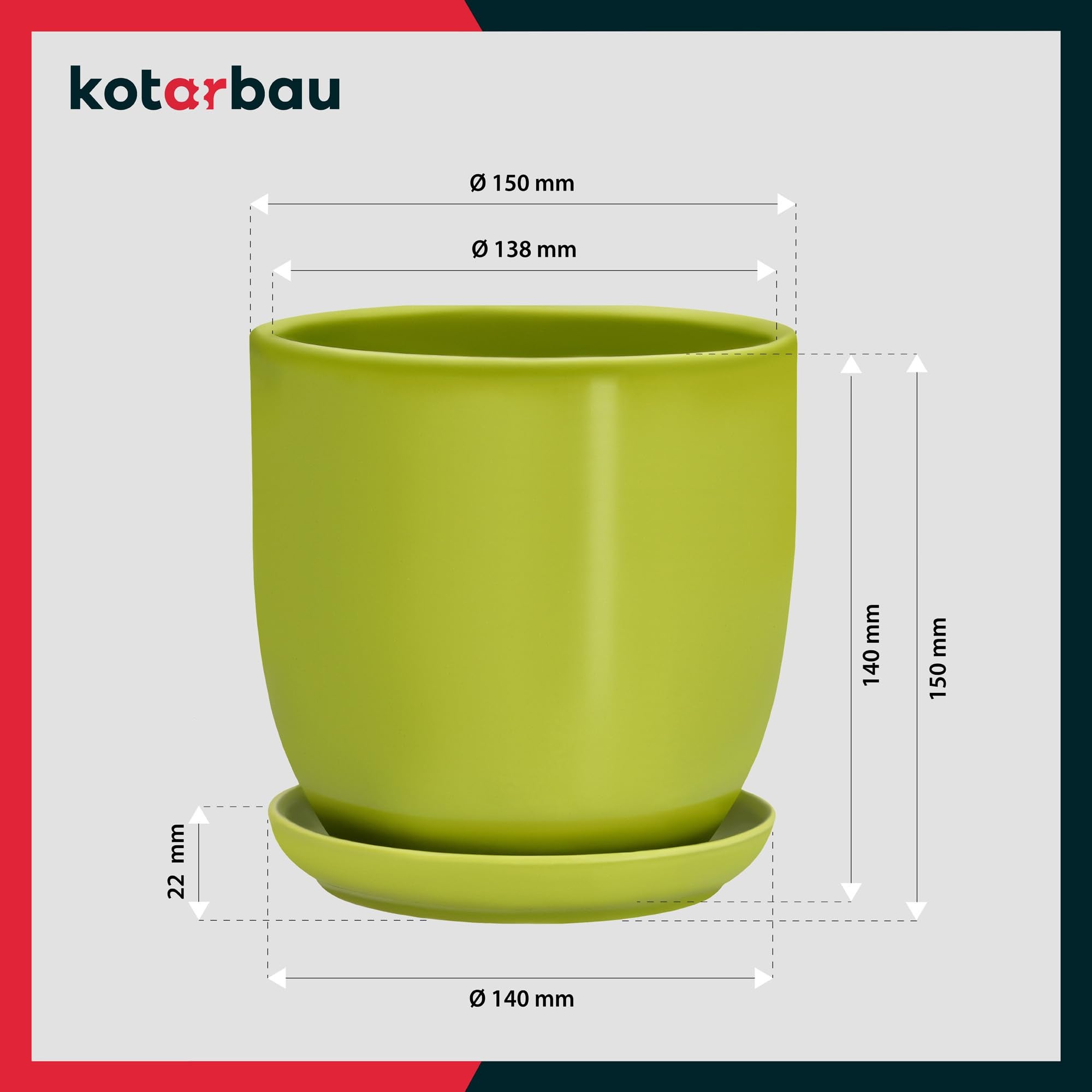 Doniczka 15cm osłonka donica ceramiczna podstawka - KOTARBAU - 4