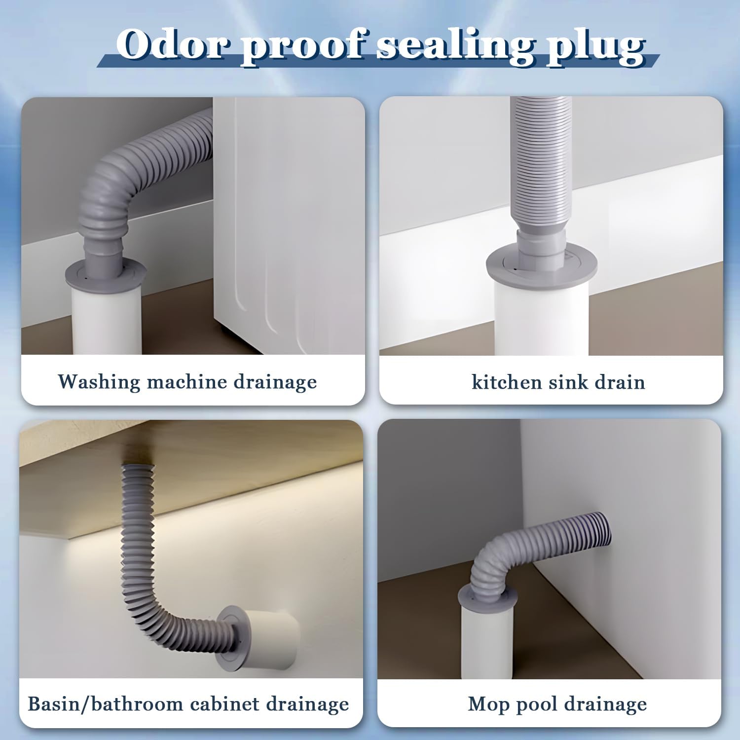 2 Joints de Machine à Laver, Bouchon Anti-Odeur pour Tuyau d'Évacuation, Bague d'Étanchéité pour Cuisine (35-40 mm) - 5