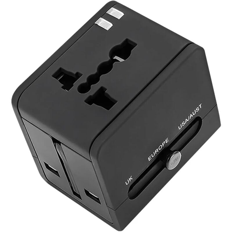 Uniwersalny adapter wtyczki – adapter podróżny – adapter wtyczki z Francji do USA, Wielkiej Brytanii, Australii i Japonii z 2 portami USB