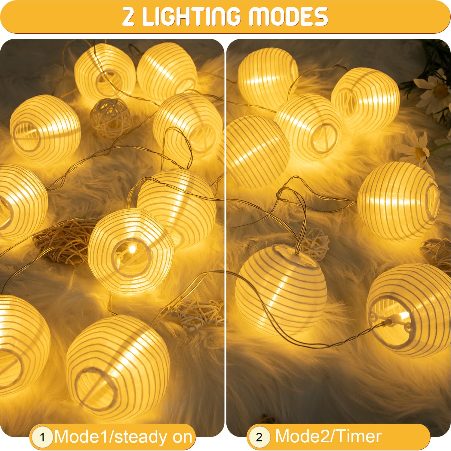 Guirlande lumineuse LED Lampion, 20 LEDs Lampe Lanterne, Guirlande Lumineuse à - 4