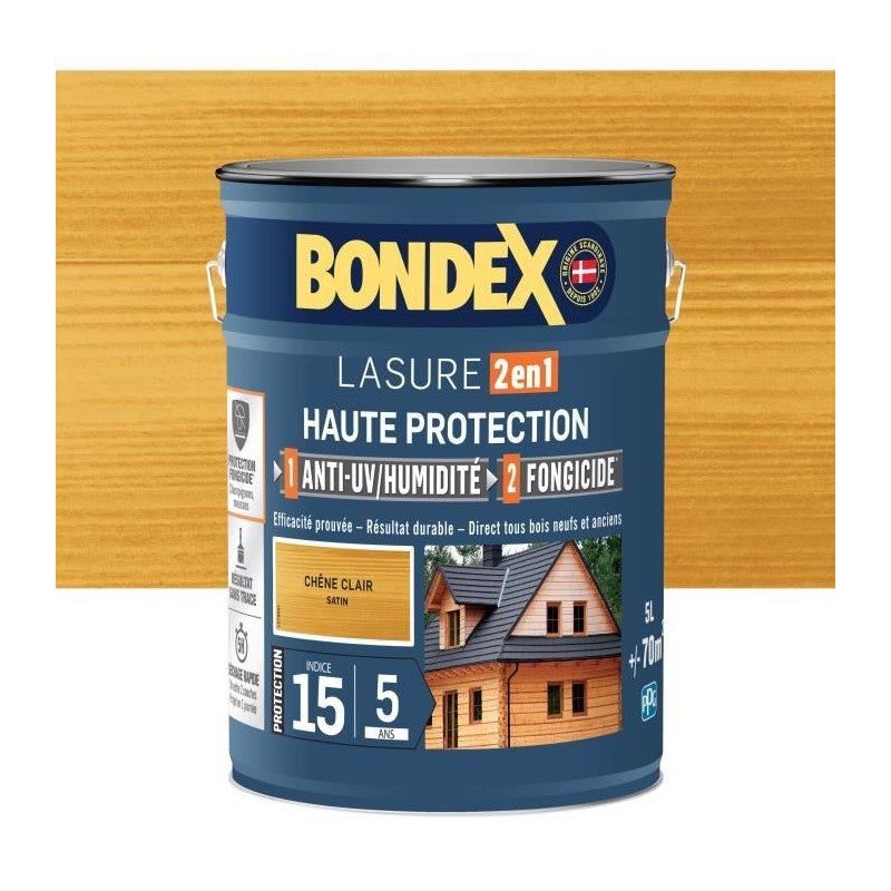 Lazura 2 w 1 BONDEX Wysoka ochrona Dąb jasny satyna