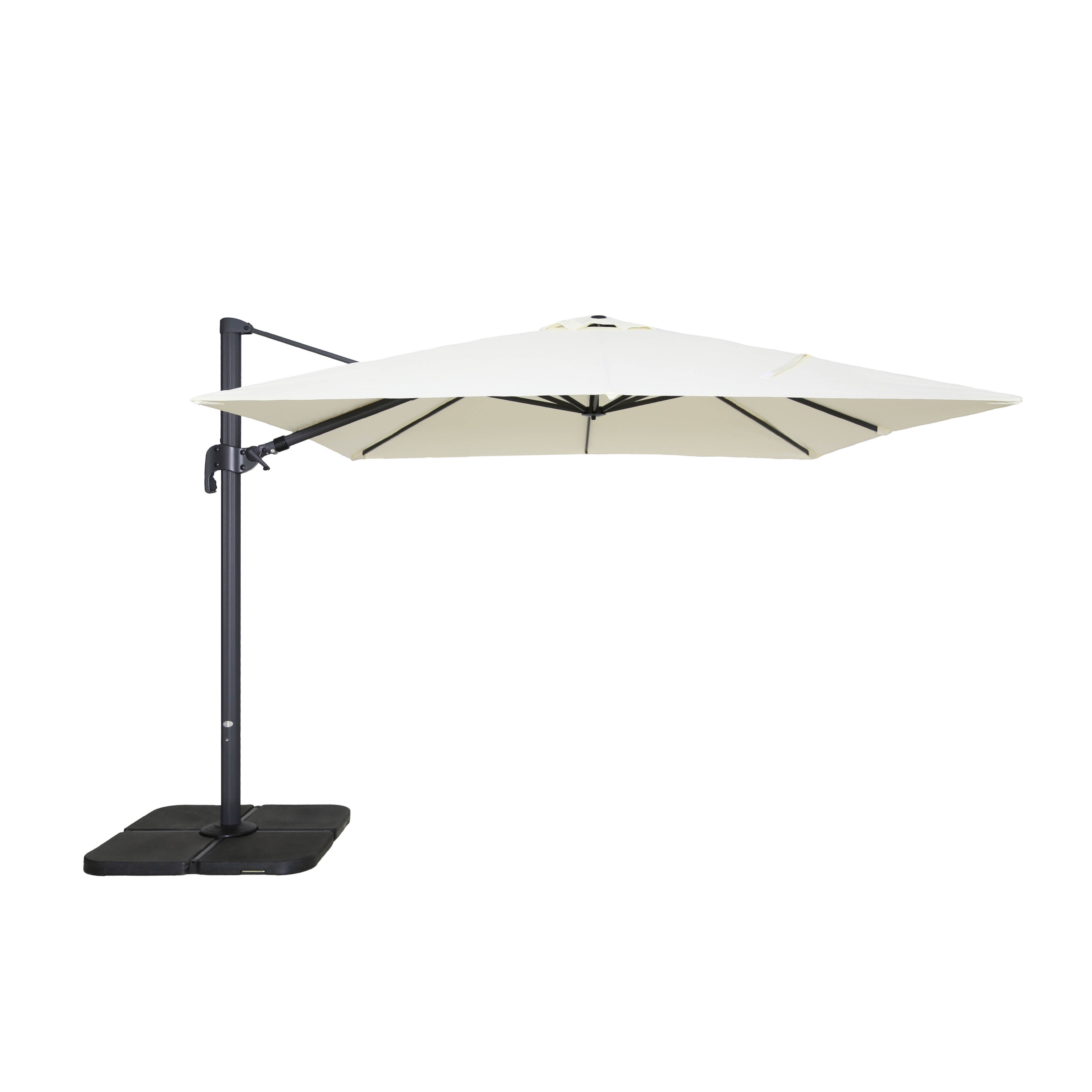 IASO Basics Pisa – Parasol déporté 3x3, toile blanche, structure anthracite - 2