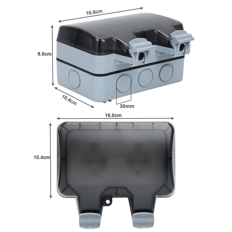 Enchufe Exterior Impermeable IP66, Toma De Corriente Doble Y Persiana De Protección, Regleta De Enchufe De Pared Para Jardín, Toma A Prueba De Polvo Y Viento Con Interruptor, Luz Indicadora