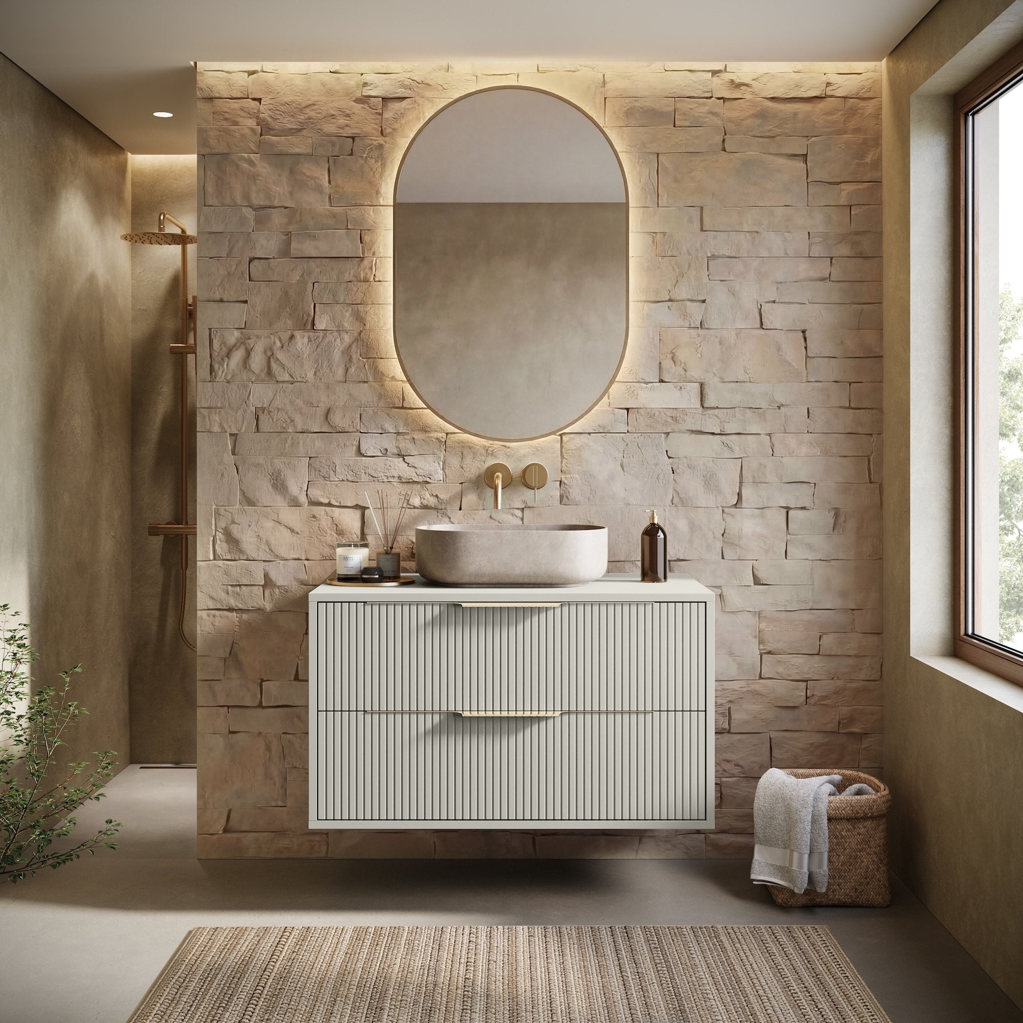 Meuble sous-vasque Rimini 80 cm - Cashmere - Meuble avec tiroirs - 5