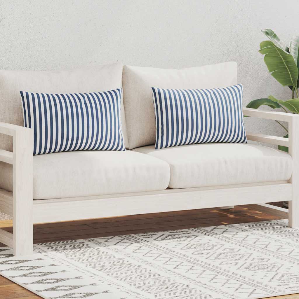 Cojines para exterior a rayas 60x40 cm azul marino 2 unidades vidaXL - 2