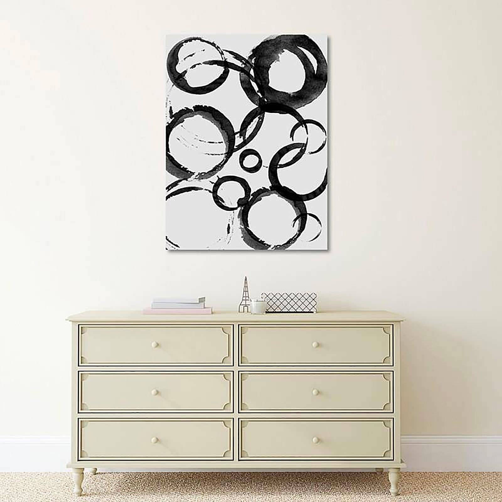 Tableau bois cercles abstraits - 40 x 50 cm - 5