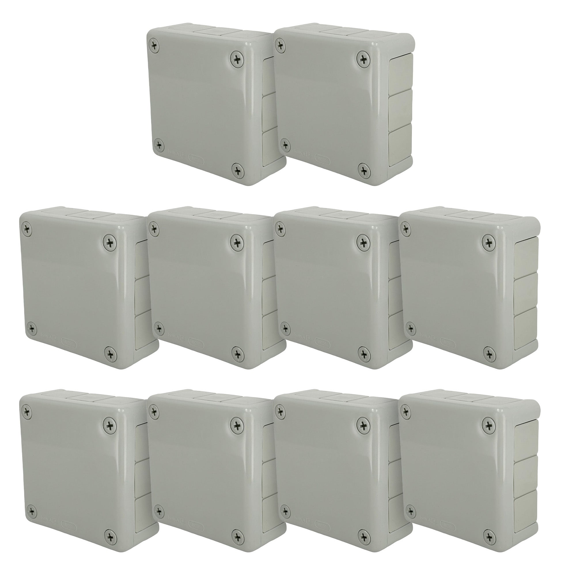 Puszka natynkowa hermetyczna 118x118x46mm 12-wlotowa, z dławikami gumowymi, IP55 zamknięcie "na wkręty", szara EDO 10 szt.