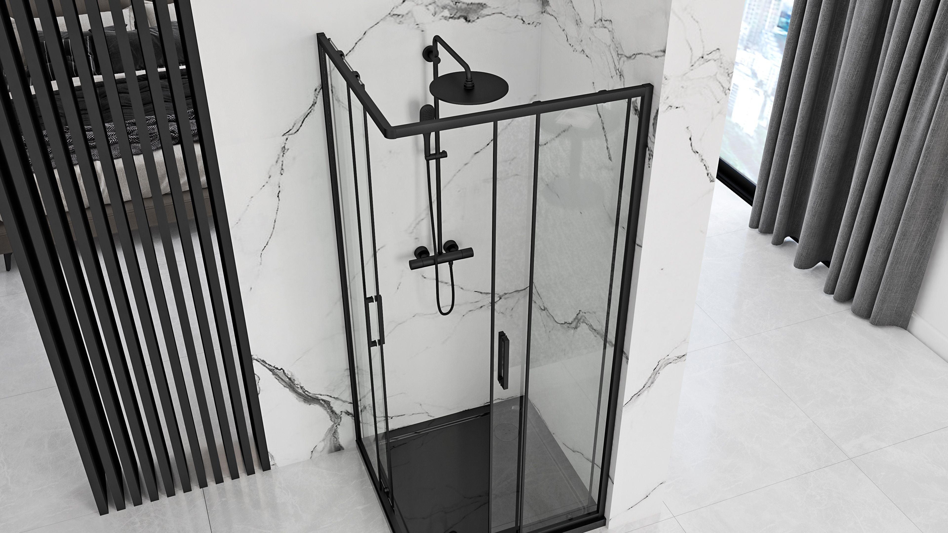CABINE DE DOUCHE REA PUNTO 80X80 BLACK - 3