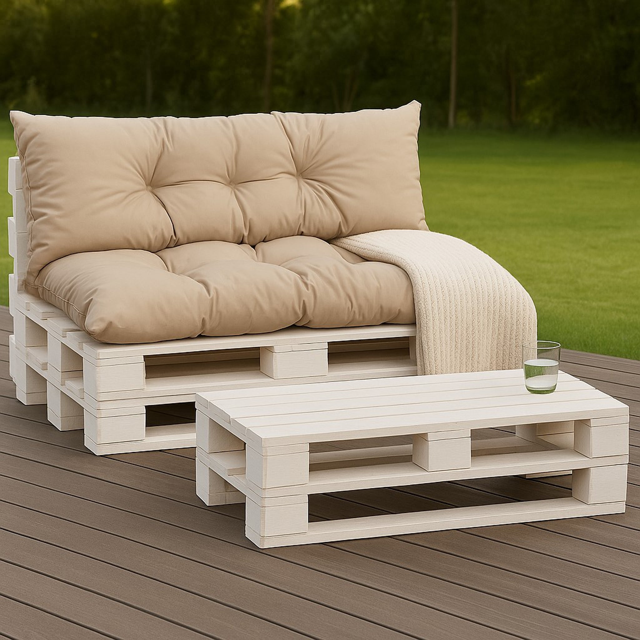 Set coussins pour palettes 120x60 avec dossier 120x50 beige – coussins canapé extérieur, matelas de palettes pour terrasse et jardin - 5