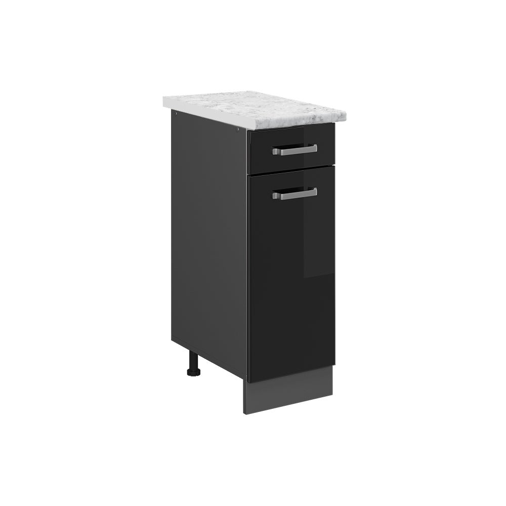Vicco Szafka dolna do kuchni R-Line, Czarny wysoki połysk, 30 cm BR Marmur