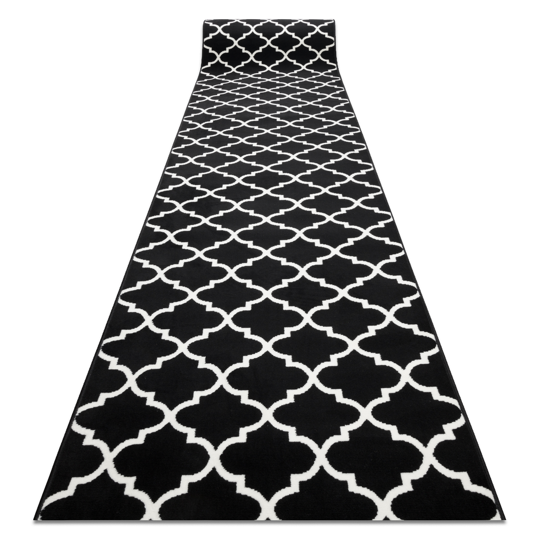 Alfombra de pasillo bcf morad trelis espaldera marroquí negro / crema 80 cm 80x420 cm