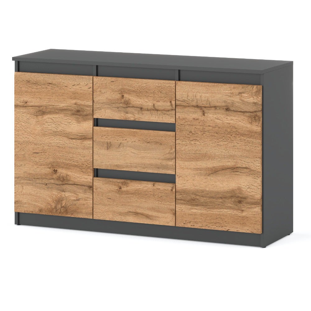 Komoda nowoczesna loft 120cm szafka agnes 3 szuflady salon szara wotan