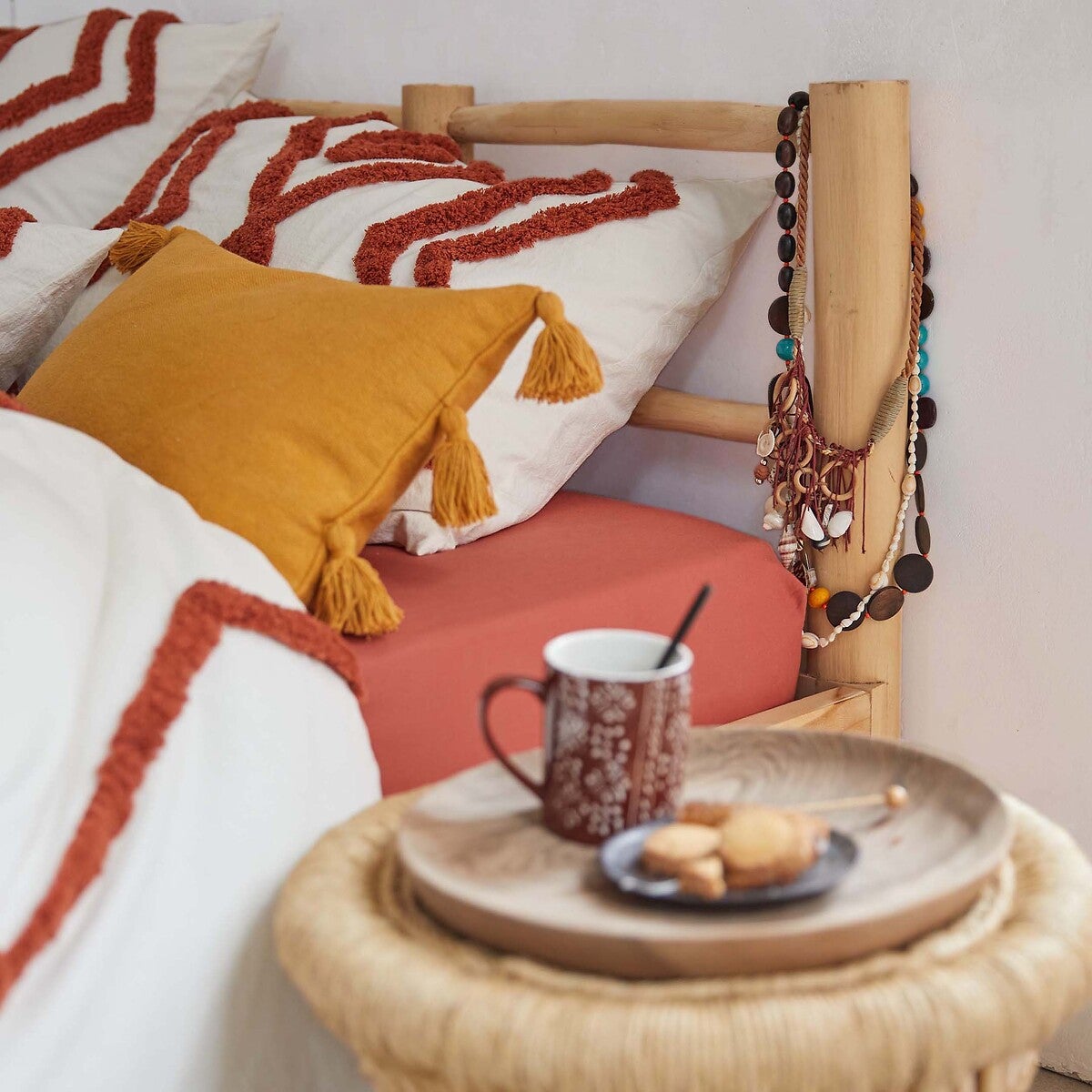 Housse de couette coton, Madiba - Blanc cassé + marron - 260 x 240 cm - 3