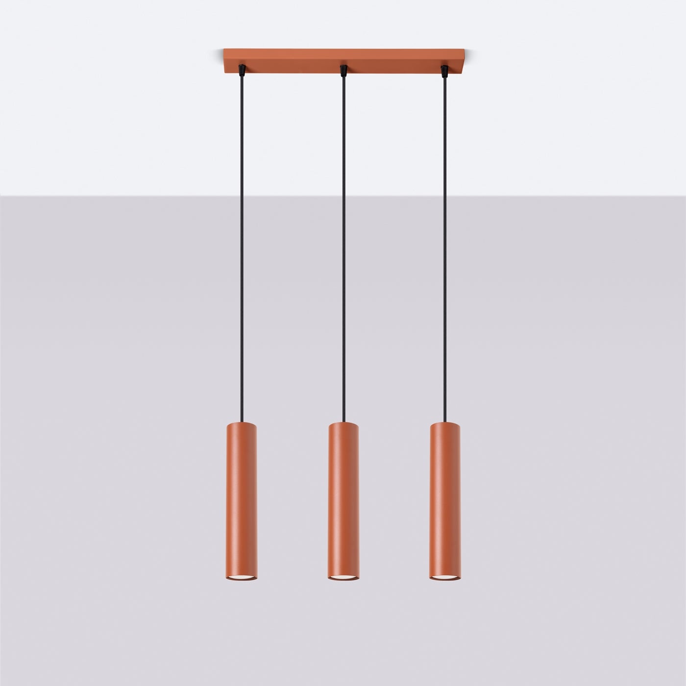 Lampa wisząca TORIS 3L ochra czerwona LED 4000K - 45x6x98cm Sollux