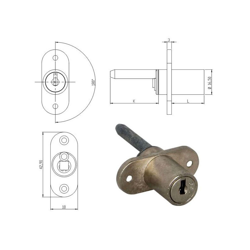 Serrure De Remplacement Thule – Coffre De Toit Atlantis & Sonic – OEM 10392 – Noire