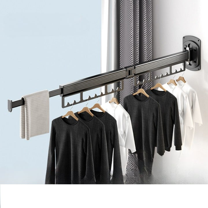 Składany wieszak na ubrania, składana suszarka do ubrań, składana półka balkonowa, suszenie ubrań i kołder, czarny, 2 składane modele