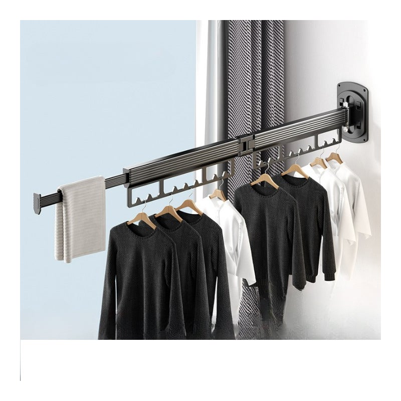 Składany wieszak na ubrania, składana suszarka do ubrań, składana półka balkonowa, suszenie ubrań i kołder, czarny, 2 składane modele