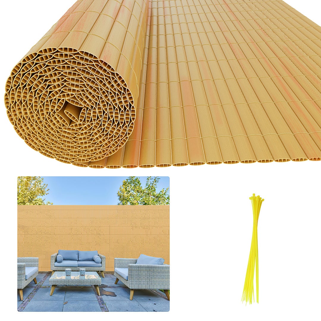 Solidna mata PVC – Zewnętrzna osłona prywatności do ogrodu, tarasu i ogrodzenia Bambus 90 x 1000cm