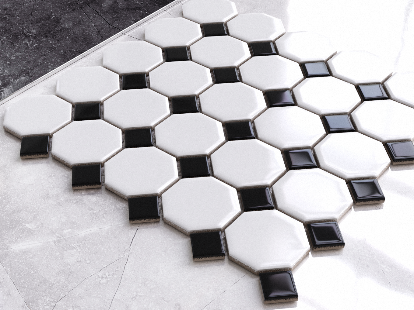 Mosaïque sur résille pour salle de bain et cuisine en céramique Octagon Castle - 29,3 x 29,3 cm - 2