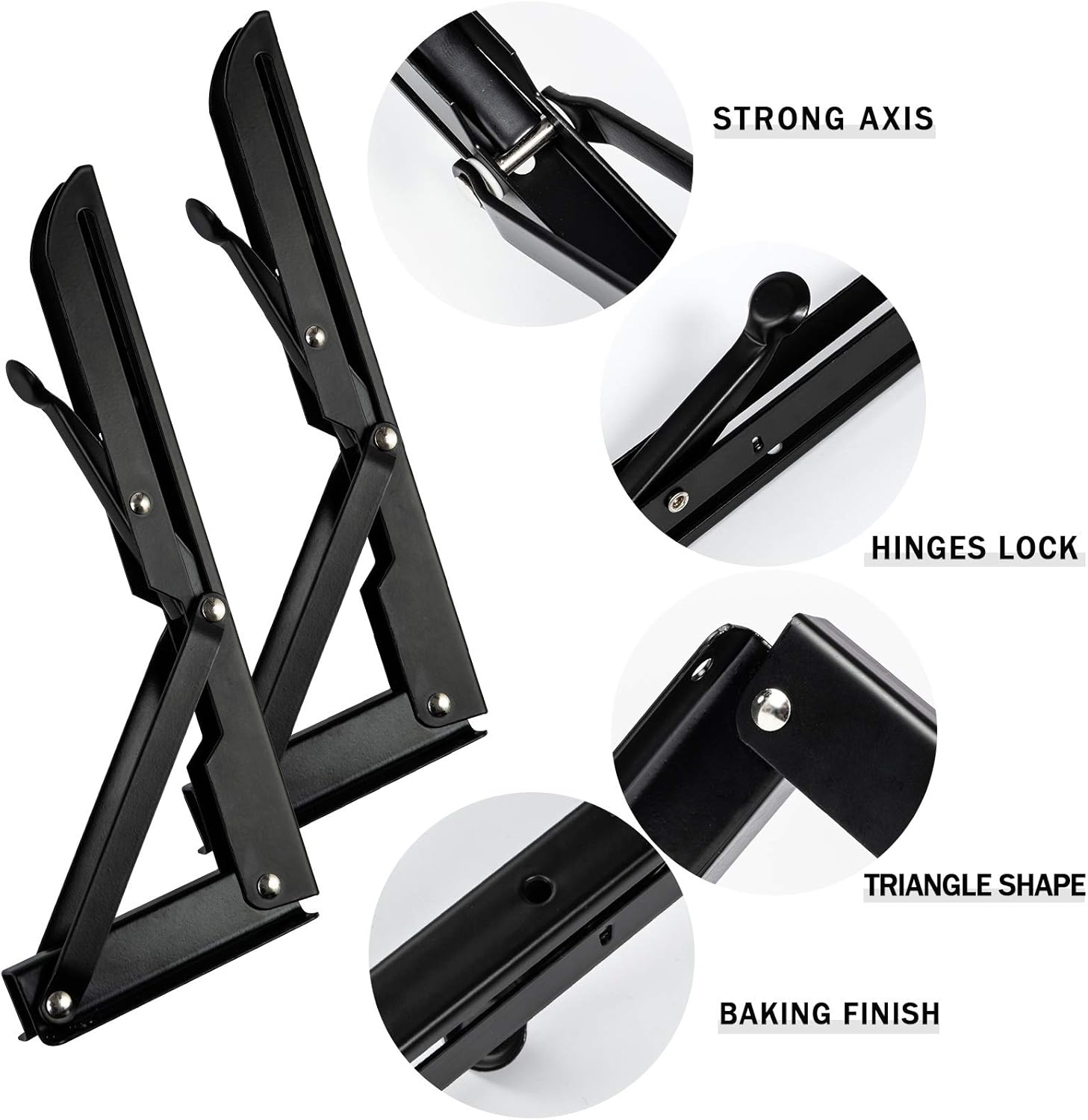 Staffa pieghevole da 200 mm, mensola da parete pieghevole in acciaio inossidabile in 2 parti, supporto per mensola da parete, telaio di supporto per - 4