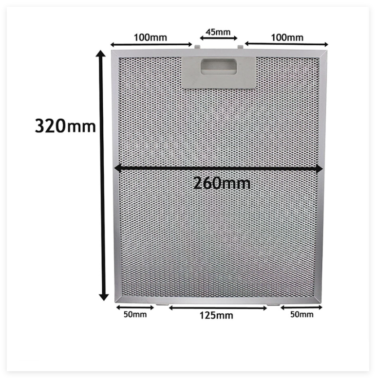 Set di 2 filtri di ricambio per cappe aspiranti, 320 x 260 mm, filtri universali in lega di alluminio con 5 strati di alluminio, filtro - 6