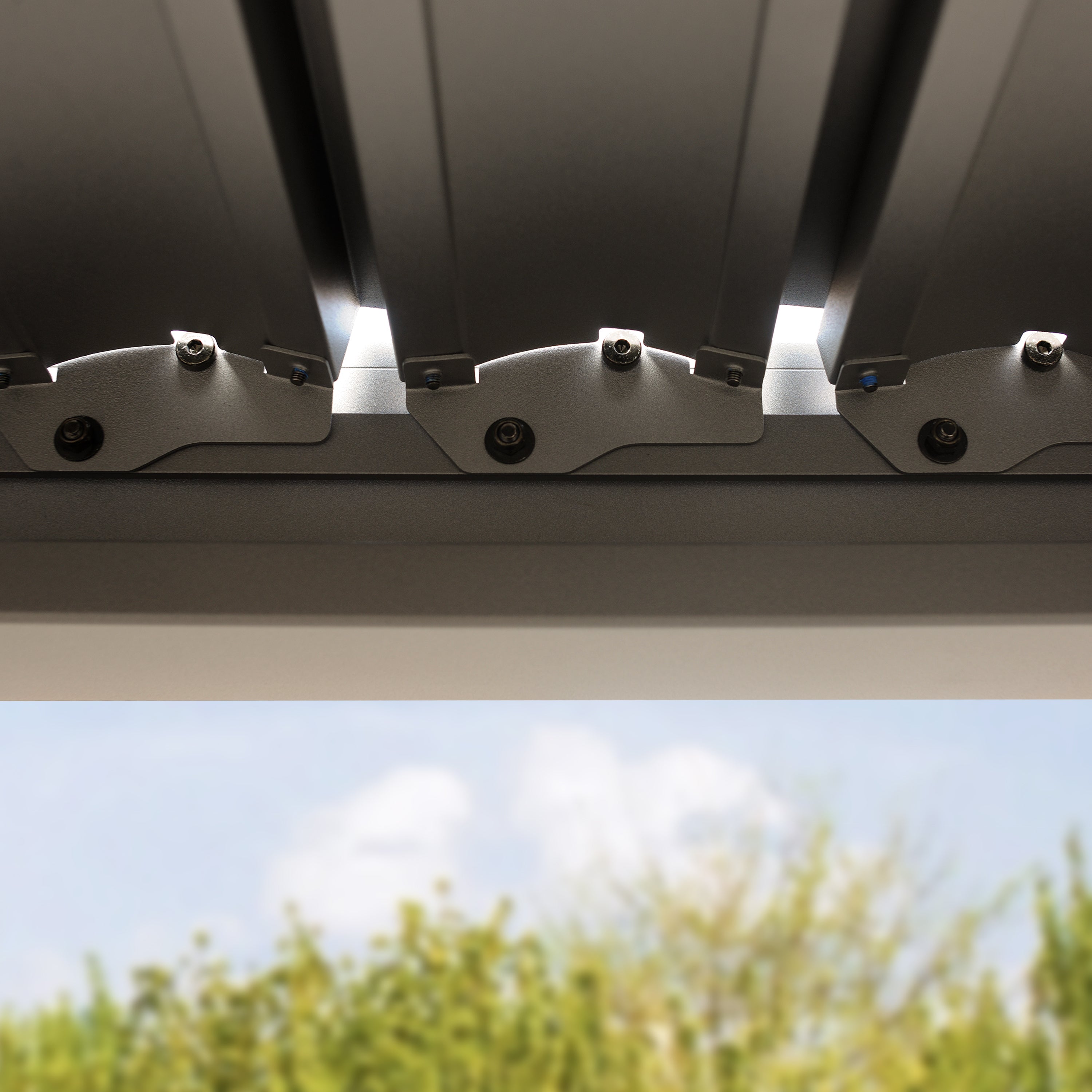 PRIMEYARD Pergola 3x3 m montanti in alluminio con tetto a doghe in acciaio gazebo da giardino grigio - 6