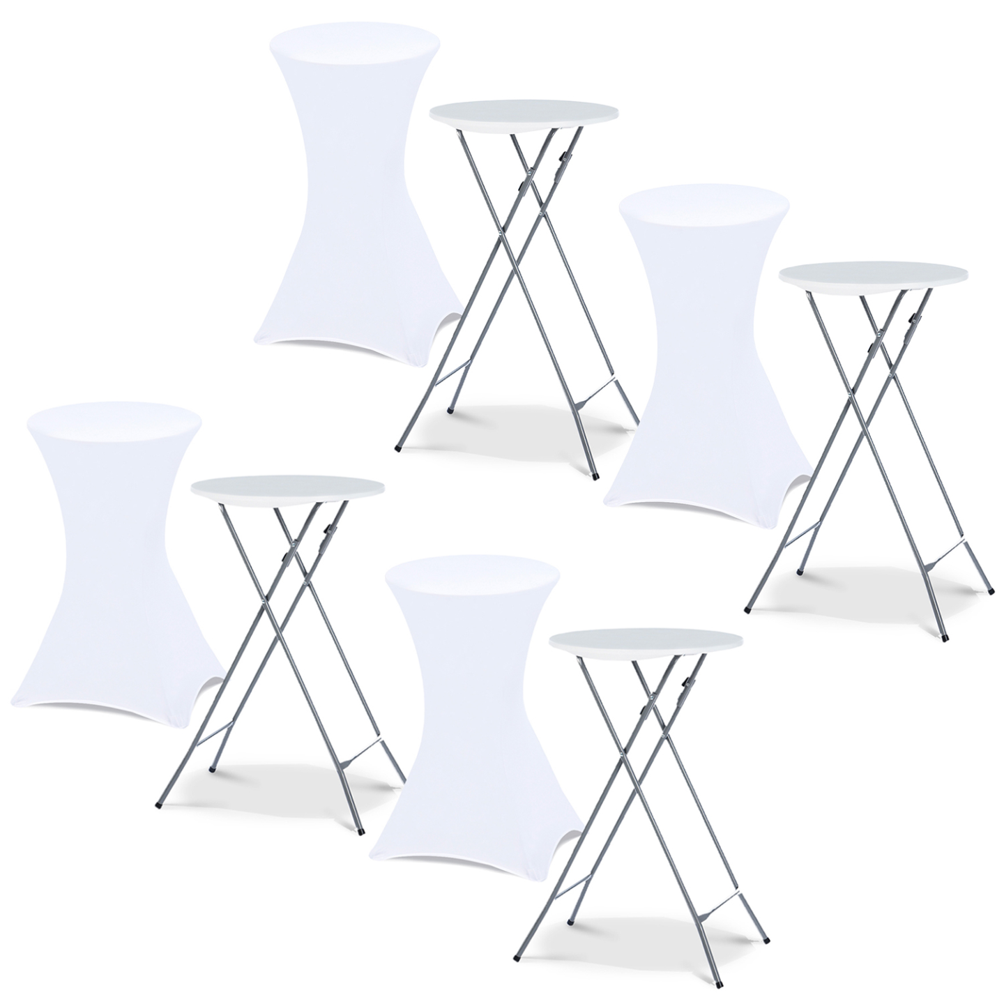 Lot de 4 tables hautes pliantes 105 CM et 4 housses blanches - 2