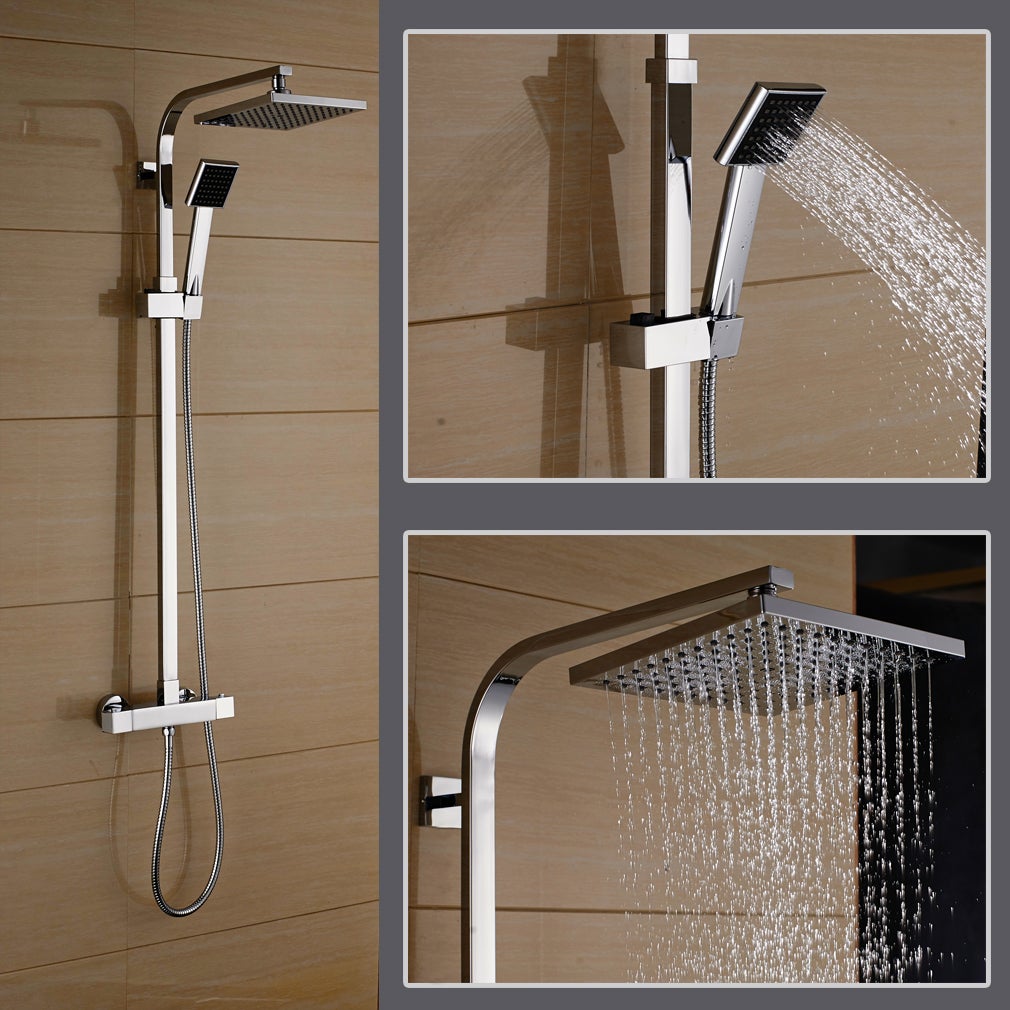Auralum max Système de Douche Carré Colonne de Douche avec Mitigeur Colonne de Douche Thermostatique Design Unique Système de Douche, EU Modèle - 2