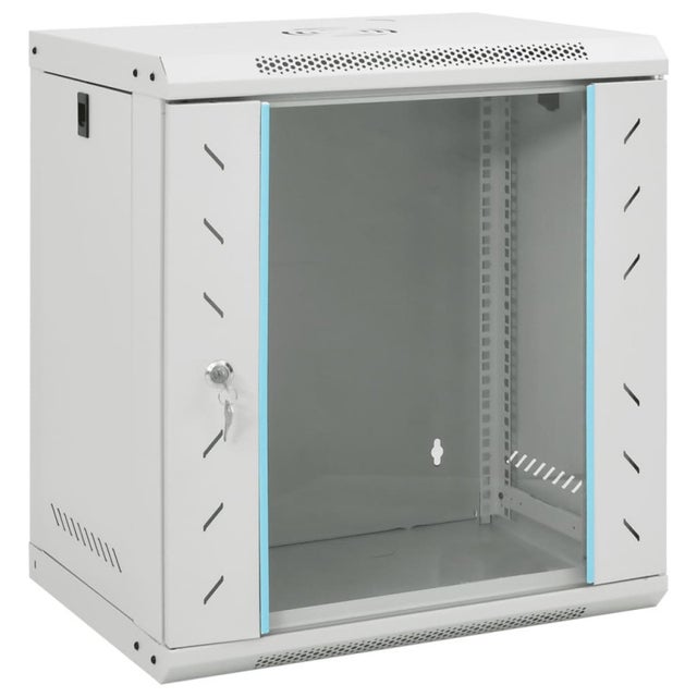 Armoire Réseau 12U Murale 600x600x640 Mm - Porte Vitrée Verrouillable - Compatible équipements 19" - Acier Robuste
