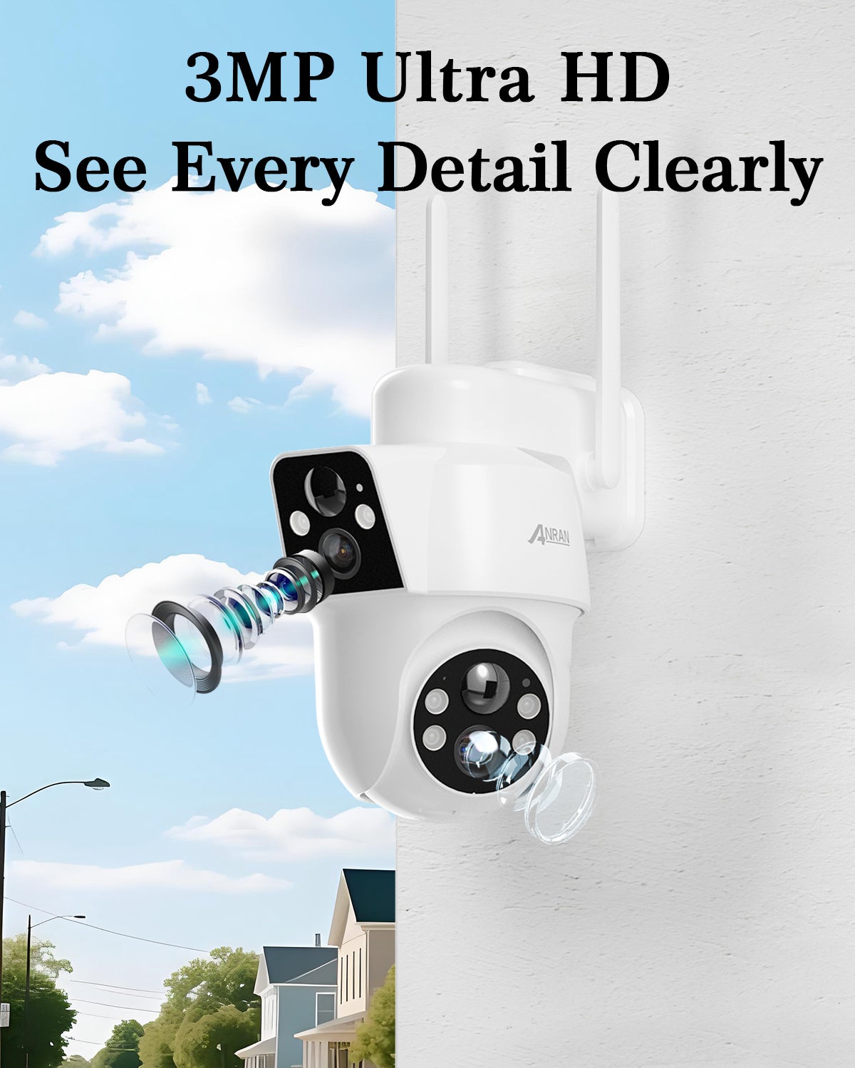 Lots de 2 Caméra de surveillance Extérieur Sans fil-double objectif-Alimentée énergie solaire-360° camera- ANRAN Q7M2-2PCS - 6