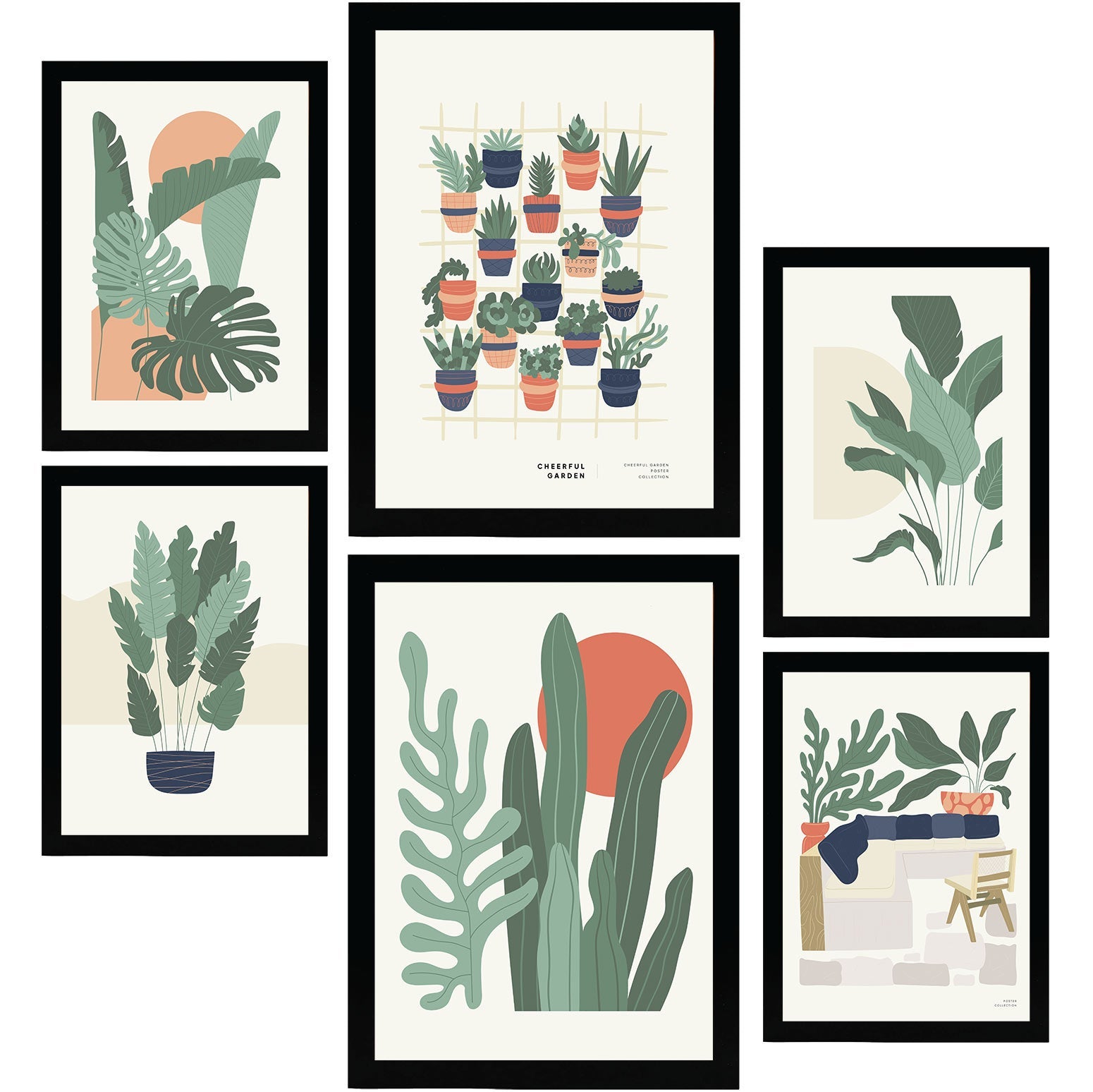 Nacnic set de 6 posters minimalismo en colores pastel plantas de desierto láminas de paisajes y naturaleza para el diseño y tamaños a3 & a4 sin marcos