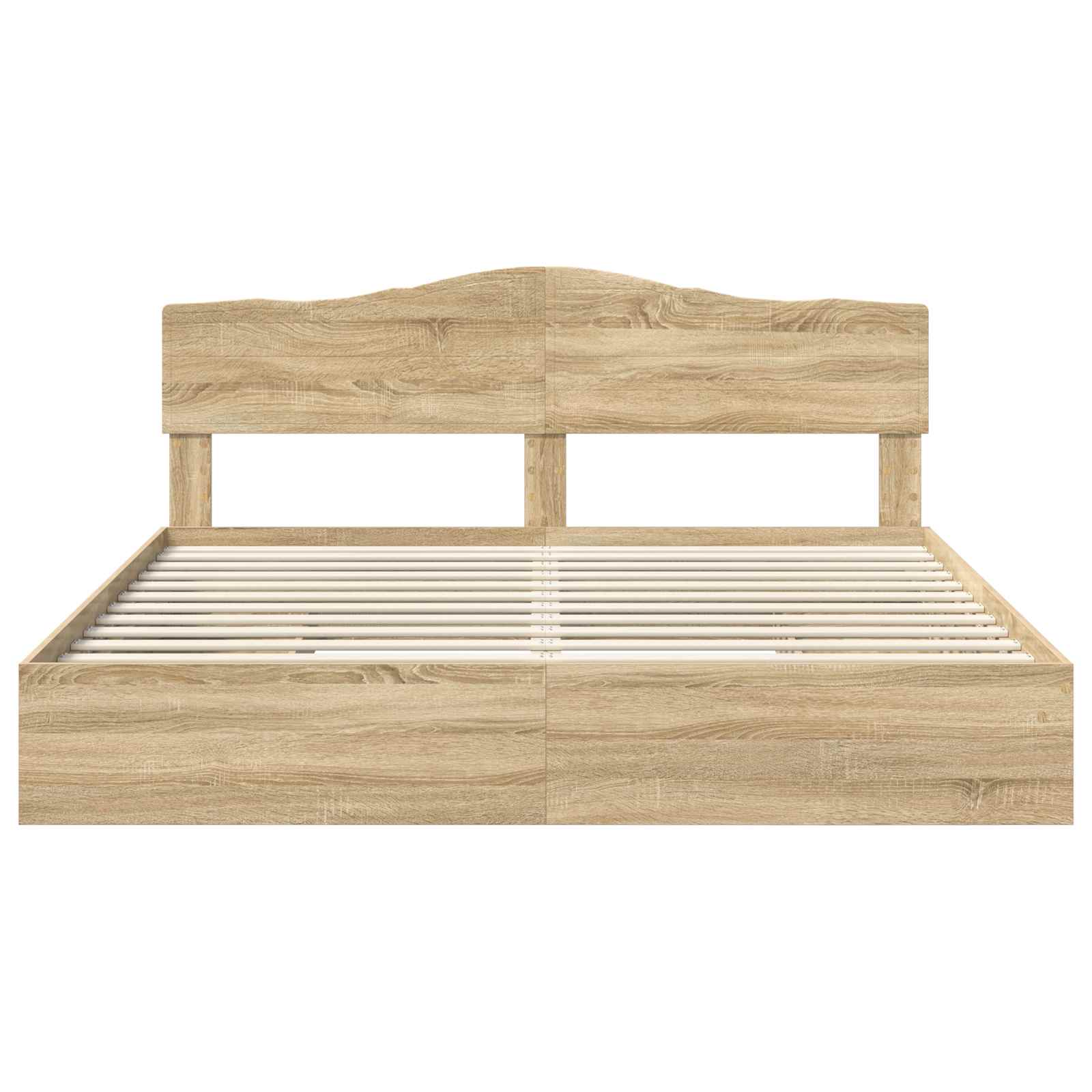 Lit de rangement chêne 180 x 200 cm panneau de bois - 8