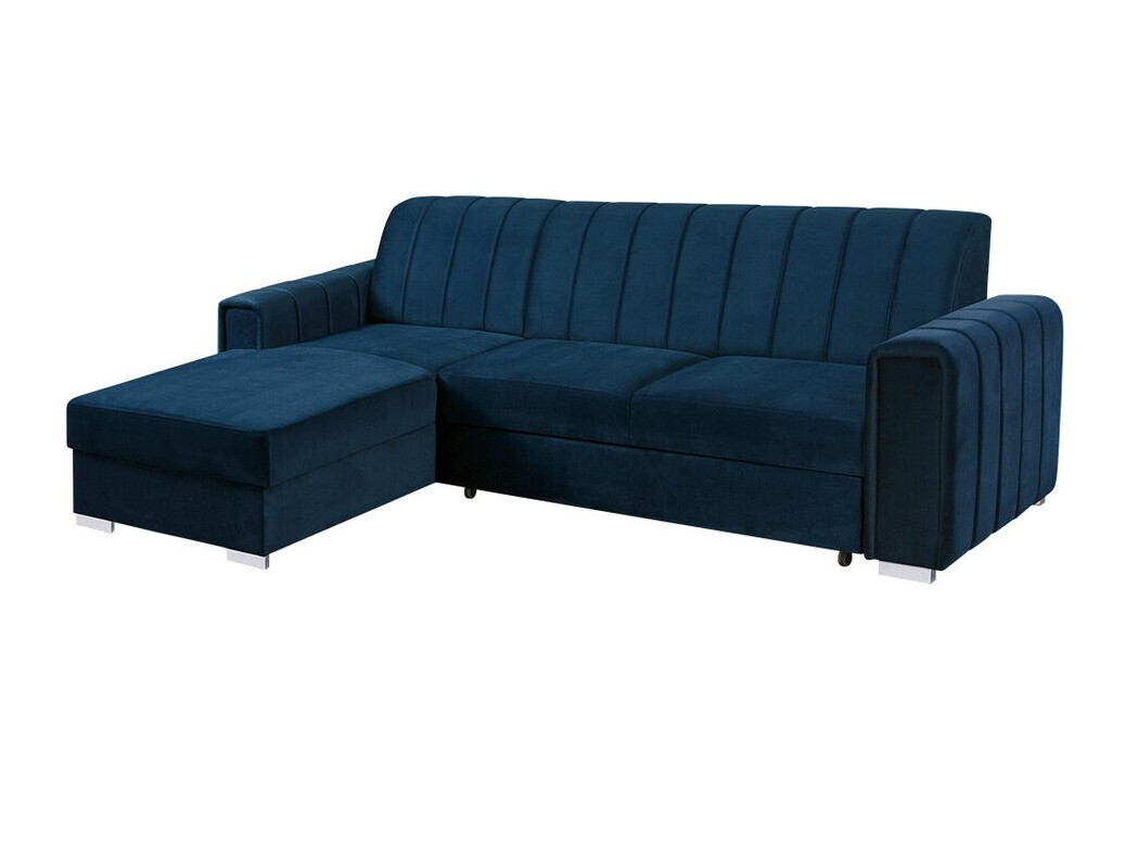 Sofá rinconero columbus 166, azul, función de descanso, caja de ropa de cama, 260x183x86cm