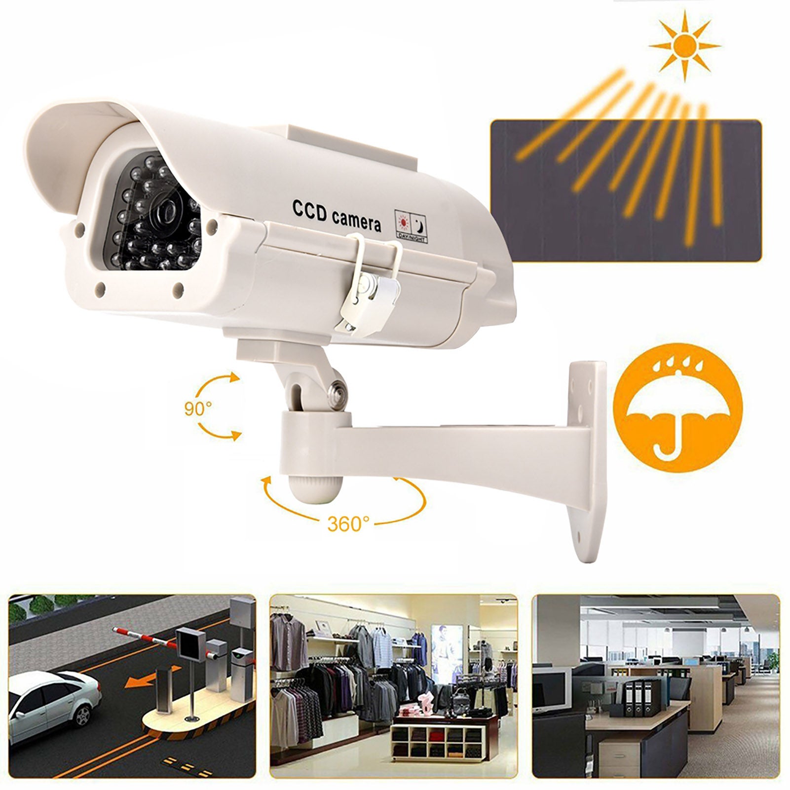 Luci Sicurezza Solari Telecamera Finta Solare Fockety - Deterrente Sicurezza Con Sensore Movimento Deterrente Sicurezza Esterno Sensore Movimento - 4