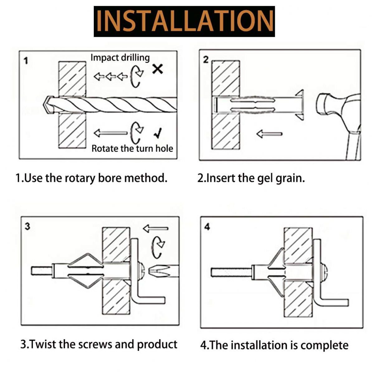 Ensemble d'ancrage pour mur creux de 50 pièces, kit d'ancrage pour cloison sèche avec vis, ancrages pour mur creux auto-perceurs - 8