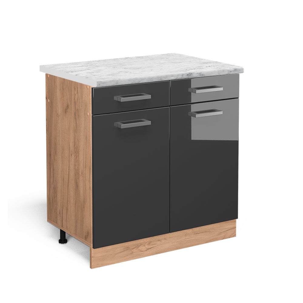 Vicco Szafka dolna do kuchni R-Line, Antracyt wysoki połysk, 80 cm BR Marmur