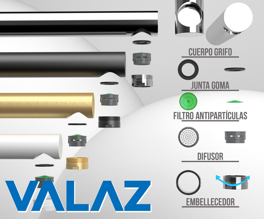 Valaz Grifo de lavabo alto para pica monomando redondo caño dorado cepillado - Serie Palancia - 4